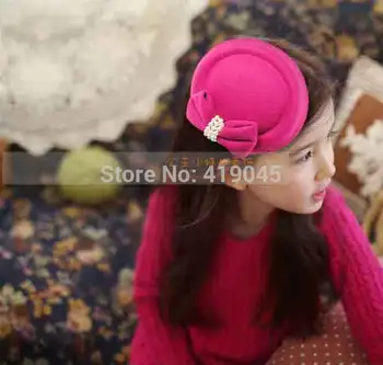 

Fashion Lady Girls Bowknot Beret Hat Fascinator Hair Clip Net Pillbox Hat Fascinator Hair Clip Accessory Flower Cap