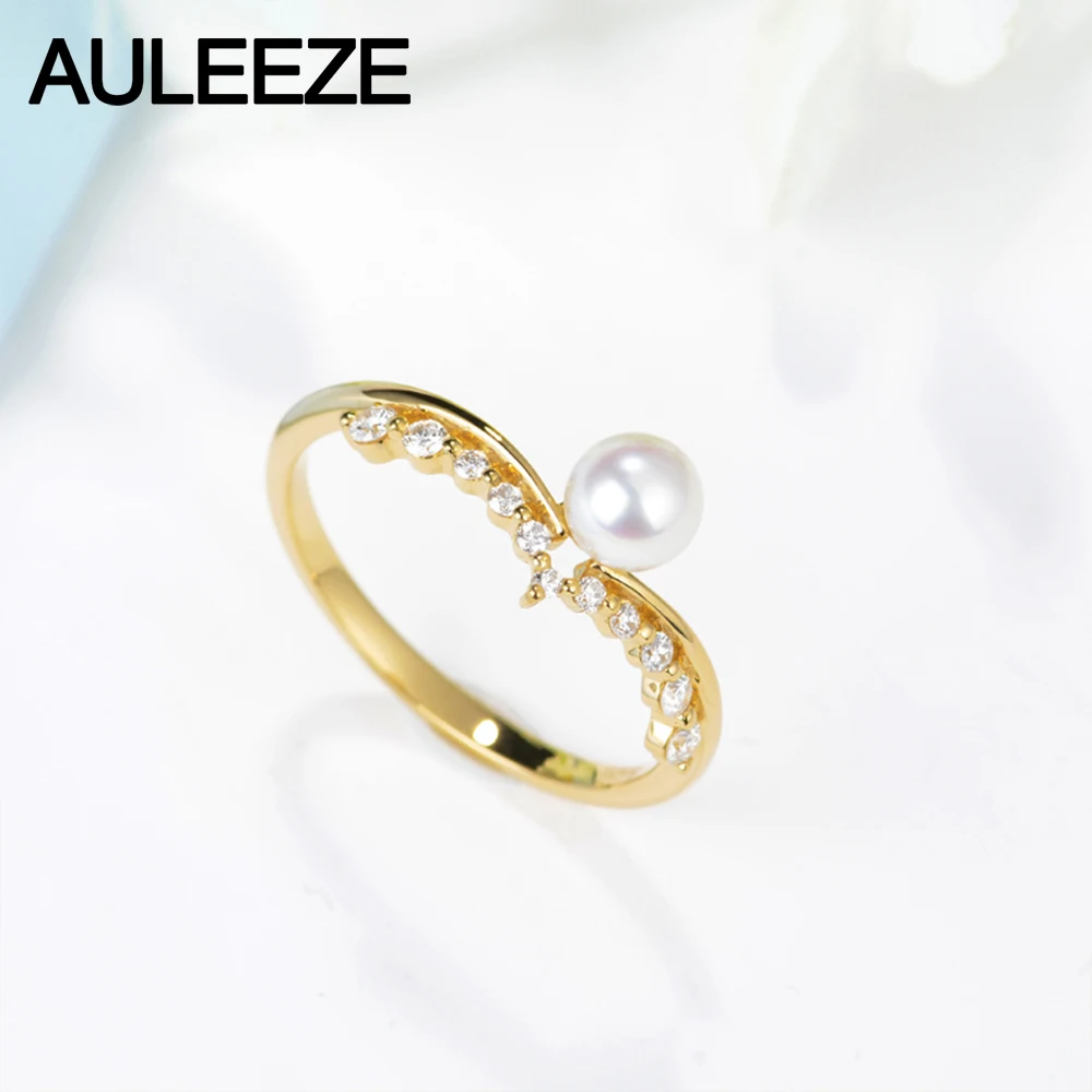Женское кольцо с жемчугом диаметром 5 мм желтое золото 18 К|ring for|rings for womengold natural |