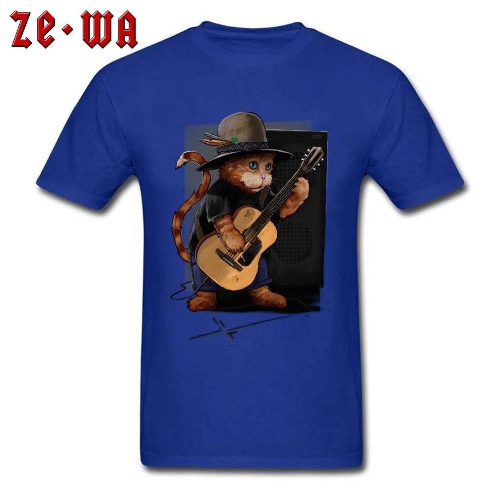 Fitness Tight Summer Fall Pure Cotton Round Collar Tees Short Sleeve Casual Clothing Shirt 2018 New Fashion Cool Top T-shirts cool cat playing guitar animal art blue