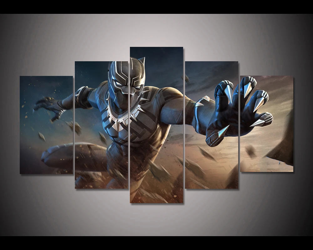 5pcs canvas painting print black panther marvel contest of champions painting poster home decor
