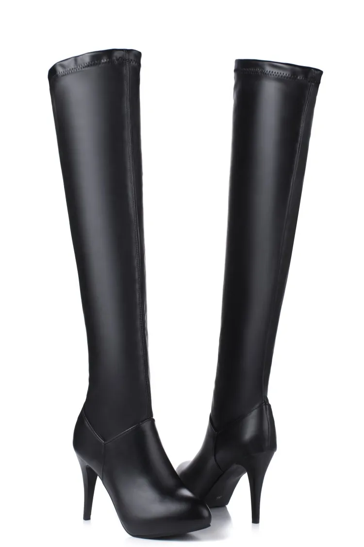 Большие размеры 34-45, г. Новые зимние сапоги на высоком каблуке элегантная пикантная женская обувь для отдыха кожаные сапоги на тонком каблуке с круглым носком, T601