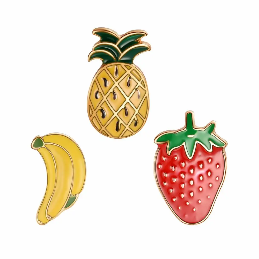 3Pcs/Set Cartoon Banana Pineapple Enamel Badge Collar Brooch Pin Clothes Jewelry hot | Украшения и аксессуары