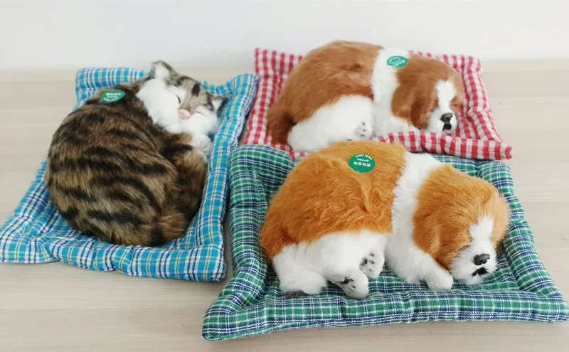 Моделирование животных кошка кровать собака подарок на день Рождения Моделирование игрушки для детей sleepping Кошка Собака Электронный ПЭТ