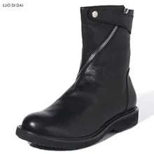 Новые мужские модные ботинки на молнии черные сапоги мужские вечерние туфли высокие кожаные ботинки Мужская Рабочая обувь рыцарь пинетки