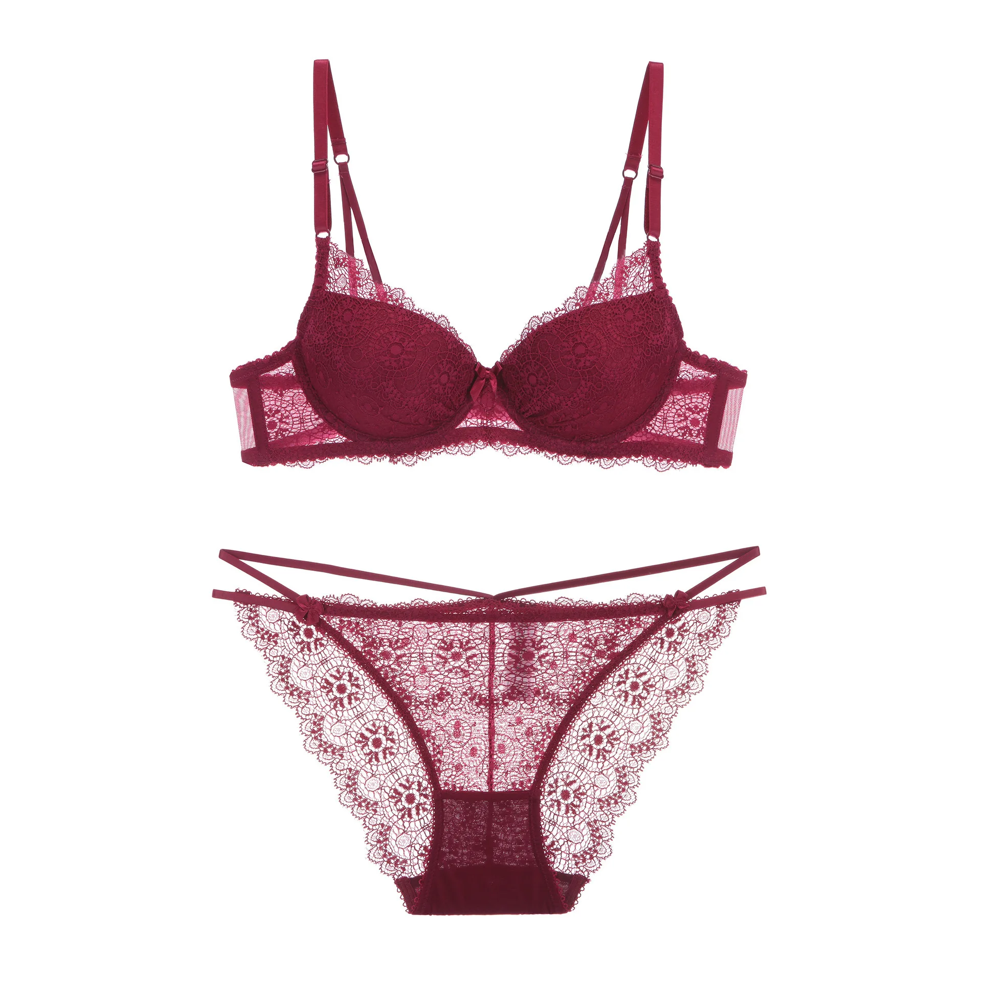 Super Gather Fashion Black Underwear Women Bra Set Push Up Brassiere