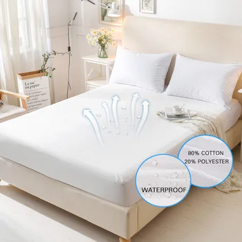 

Terry Waterproof Mattress Cover Anti-mite Breathable Hypoallergenic Bed Protection Pad Mattress Protector 1 PC 42