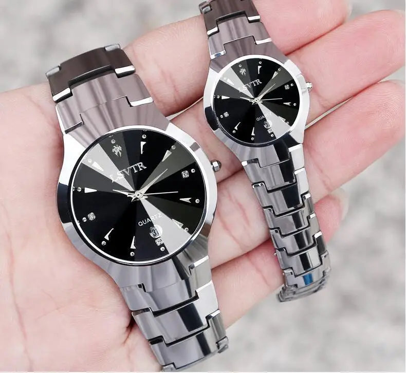 LSVTR adies' men watches tungsten steel color men quartz watch steel