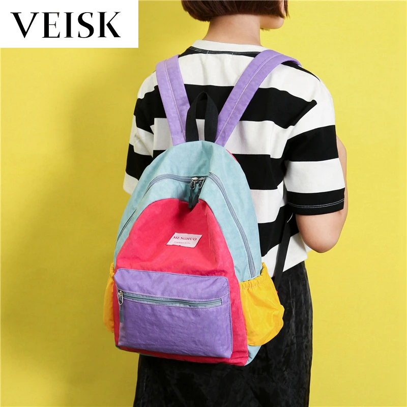 

VEISK Backpacks For Teenage Girls Canvas Backpack Women Backpack Bagpack Bags Cute Backpack Kawaii School Bag Bookbag Harajuku