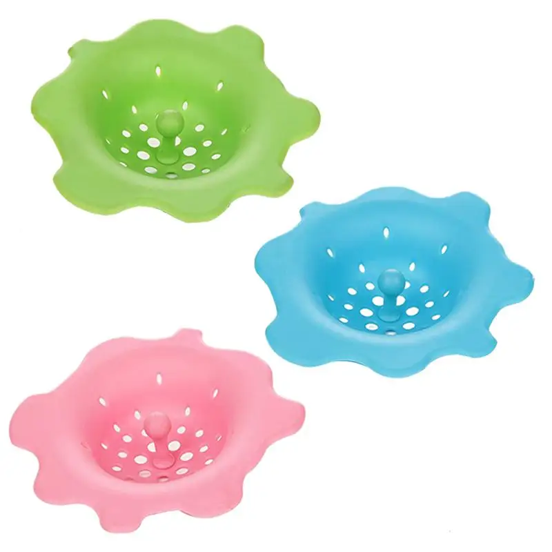 Buy 3pcs Silica Gel Kitchen Bathroom Sink Strainers Basket Silicone Hair