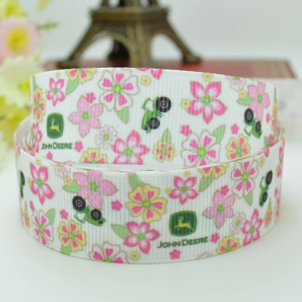 DUWES 7/8 &quot22 мм фермы решетки розовые цветы печатных grosgrain ленты волос лук DIY ручной