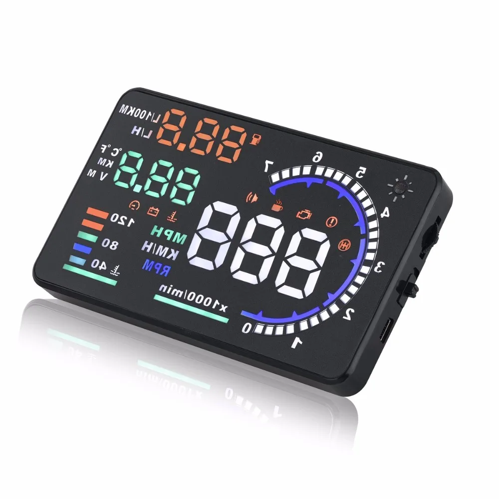 A8 HUD Car Speedometer Detector Heads up display Speed Alert LED