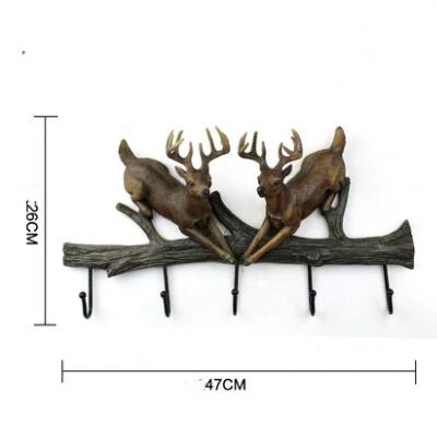 Новое поступление настенные декоративные рога крючки ретро ручная роспись олень декоративный крючок креативная модель смолы настенный крючок - Цвет: Brown