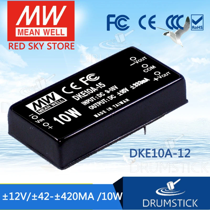 

MEAN WELL DKE10A-12 12V 420mA meanwell DKE10 12V 10W DC-DC Regulated Dual Output Converter