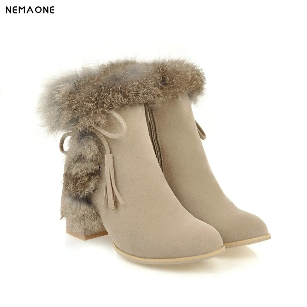

New high Heel women winter ankle snow Boots sexy fur ladies boots party dress wedding shoes woman large Size 34-43