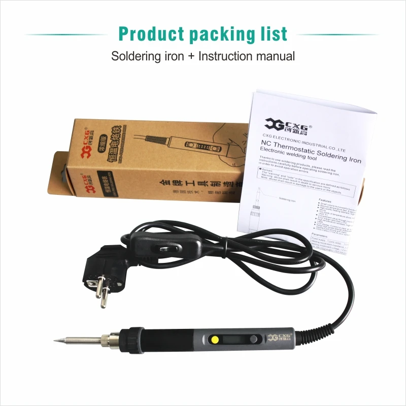 Electric Soldering iron C60W CXG LCD Adjustable Temperature EU plug Welding Solder Station Heat Pencil 2pcs Tips Soldering iron