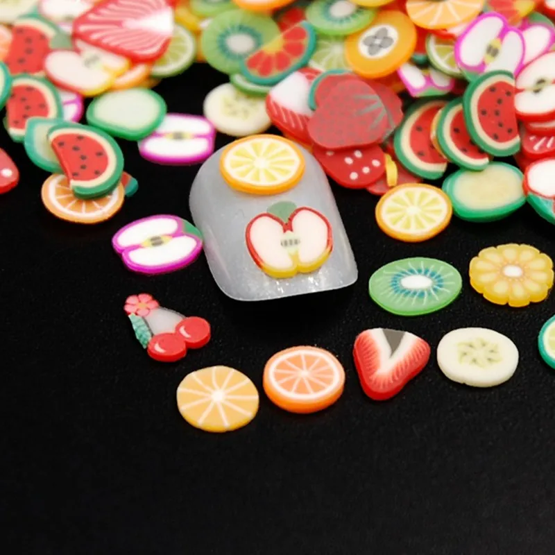 High quality 1000pcs / pack 3D fruit soft clay slice polymer clay DIY fashion nail art slice nail sticker jewelry decoration