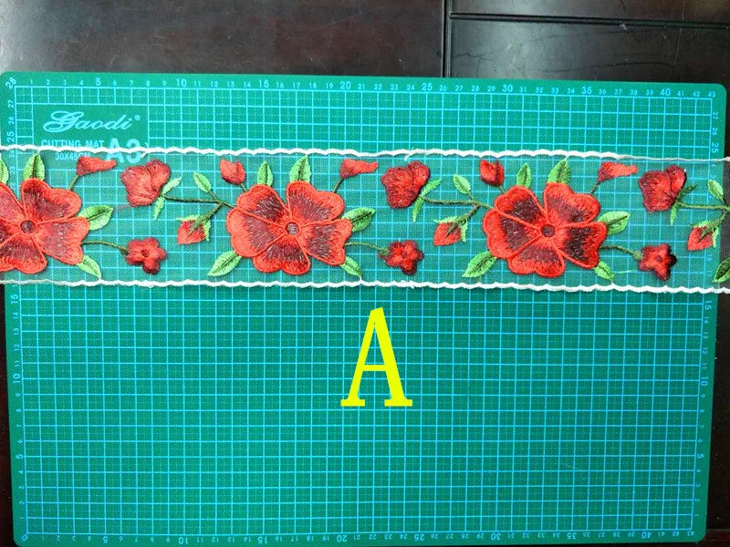 

15 colors and styles available 8.5-9cm net base dyed yarn polyester embroidery flora lace trim,HS171230E