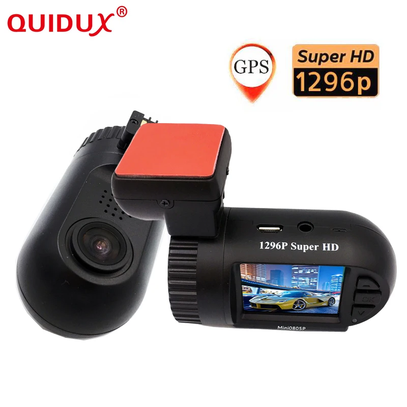Goede QUIDUX Mini 0805 p Auto Dash Camera GPS Recorder 1296 p 1080 p Full HD DVR Condensator Verborgen Auto Cam registrator 1.5 inch