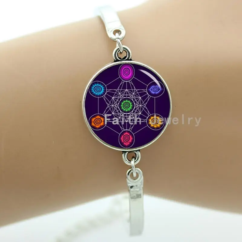 Метатрон кубический Браслет Чакра cosmic энергетических центров очаровательные женские ювелирные изделия Красивая Мандала art индусские браслеты T729