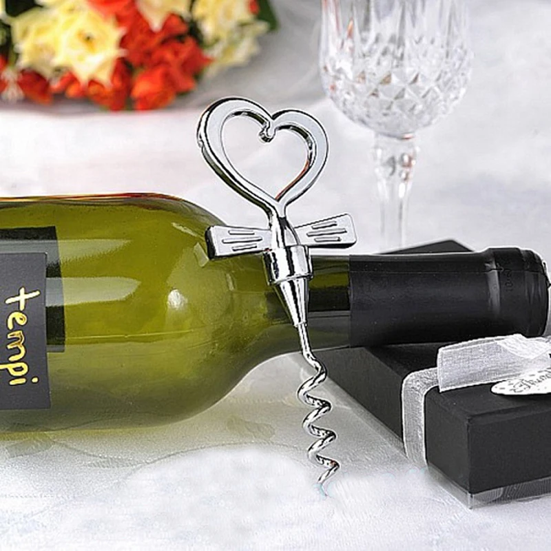 200PCS/LOT Wedding favors and gifts Chrome Alloy Heart shaped Red Wine