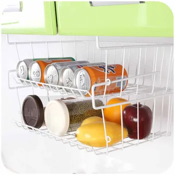 

OTHERHOUSE 1Pc Hanging Iron Storage Basket Cabinet Organizer Kitchen Storage Racks Shelf Hanger Bedroom Closet Organizer Basket