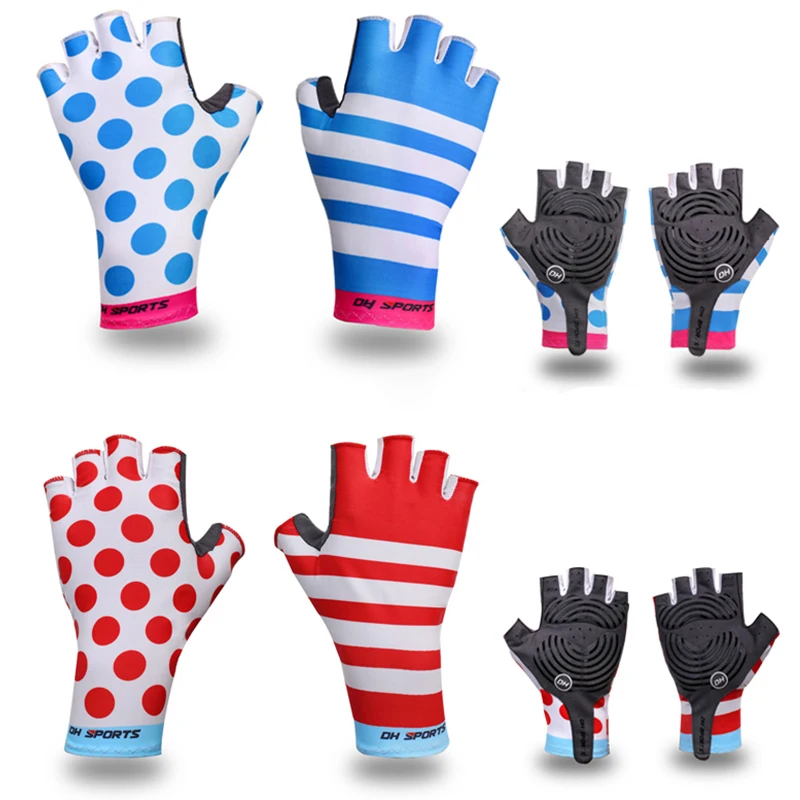 Ice fabric Womens Road Bike Gloves Wind-breaking High Elastic Half-Finger Gel Cycling Bicycle Glove Girl Sports Anti-slip 2