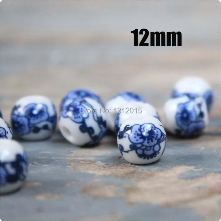 50 шт. сине белые фарфоровые круглые бусины 10/12 мм|round beads|flower spacer beadsspacer beads |