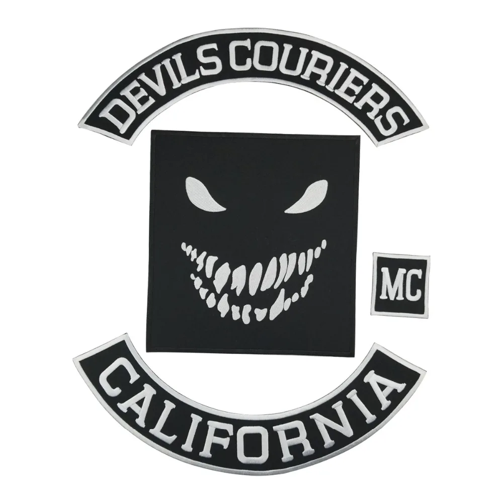 Devils Couriers California Vest MC Embroidered Iron On Back of Jacket Patch EAST COAST DIY Eco-Friendly Free Shipping(1)