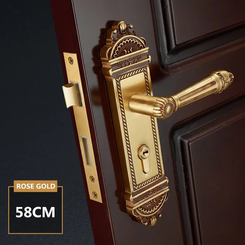 

SOLID BRASS MATERIAL LONG PLATE DOOR HANDLE LOCK WITH COPPER CYLINDER & 58*45 LOCKBODY