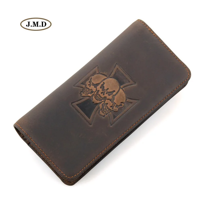 

J.M.D New Style Genuine Leather Unique Design Brown Color Men's Popular Style Purse Long Style Wallet Card Hoder 8116R