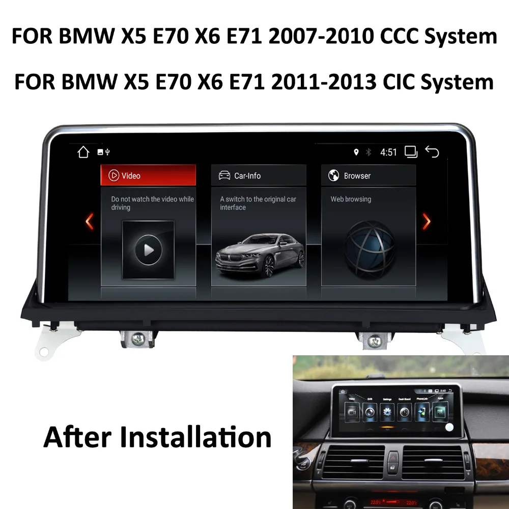 

COIKA 8-Core CPU Android 9.0 System Car Auto Screen For BMW X5 E70 X6 E71 2007-2013 With 4+64G RAM Carplay GPS Navi WIFI Google