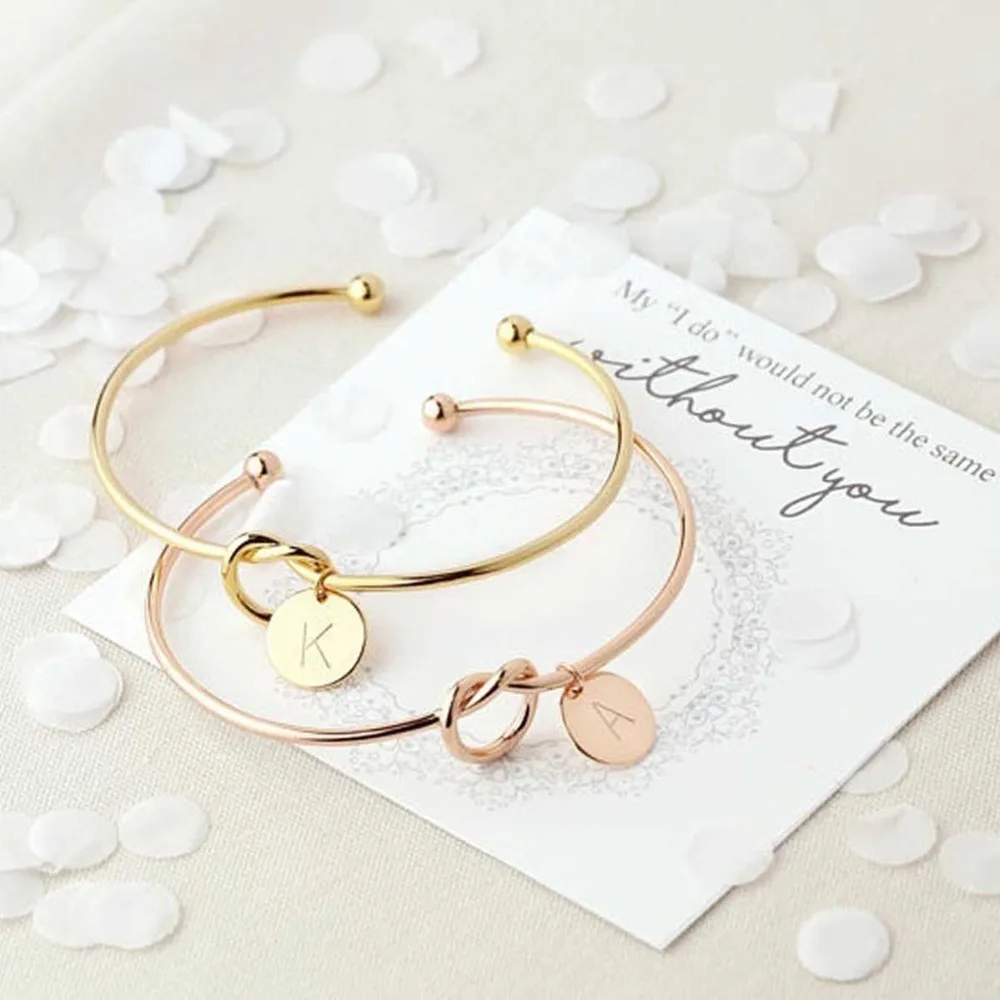 

New Fashion Hot Rose Gold/Silver Alloy 26 Letter Bracelet Snake Knot Chain Charm Bracelet Female Personality Jewelry Bransoletka