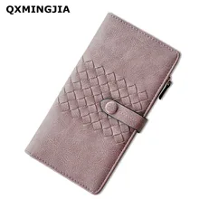 Qxmingjia длинный большой емкости женский кошелек 3 раза женский клатч кошельки кошелек сотовый телефон сумка карман
