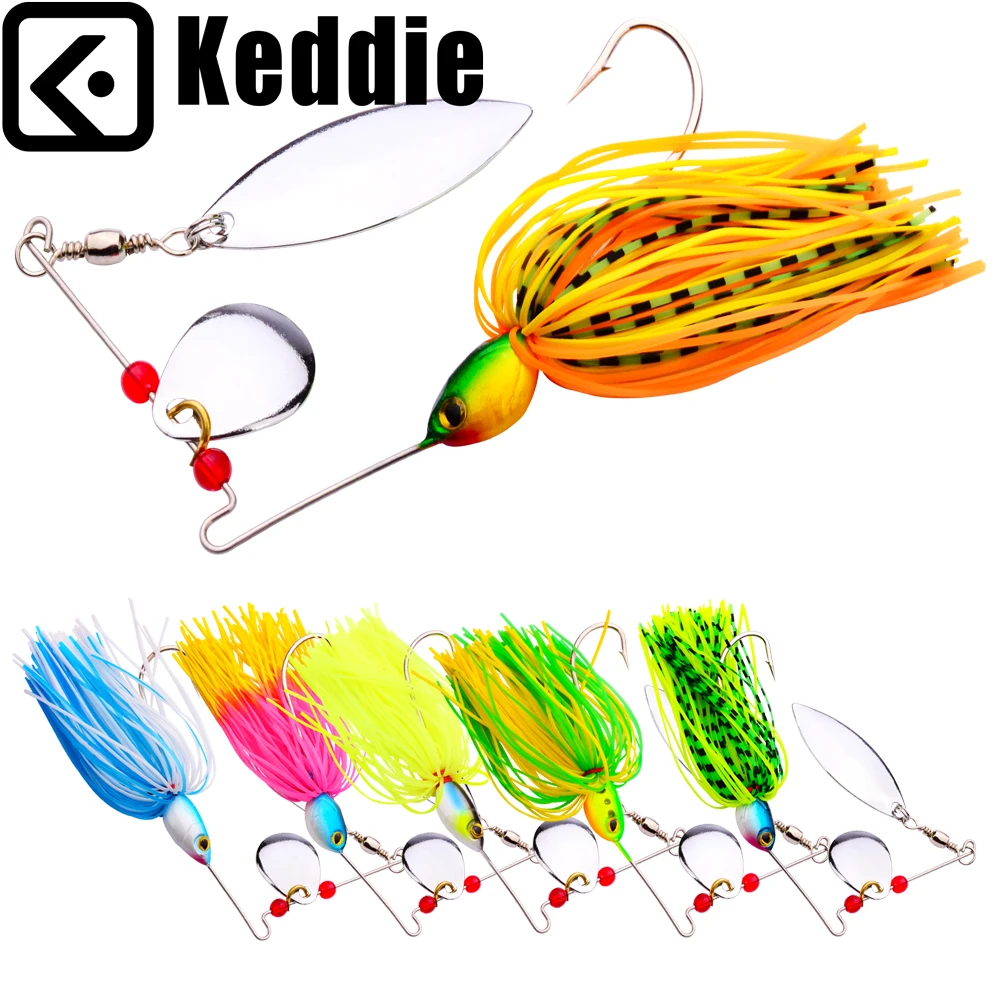 Brand Spinner Bait with 2 blades Rubber Jig 1pcs/lot Fishing Lure Spoon