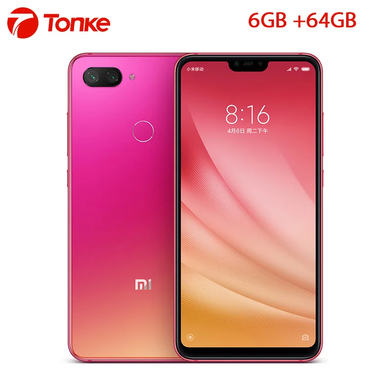 Оригинальный Xiaomi Mi 8 Lite 6 ГБ 64 Snapdragon 660 Octa Core 24MP фронтальная камера 26 &quot19:9 Notch полный
