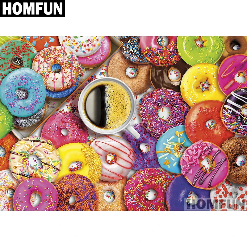 HOMFUN полный квадратный/круглый дрель 5D DIY Алмазная картина "пончик и кофе" вышивка крестиком 5D домашний Декор подарок A01755