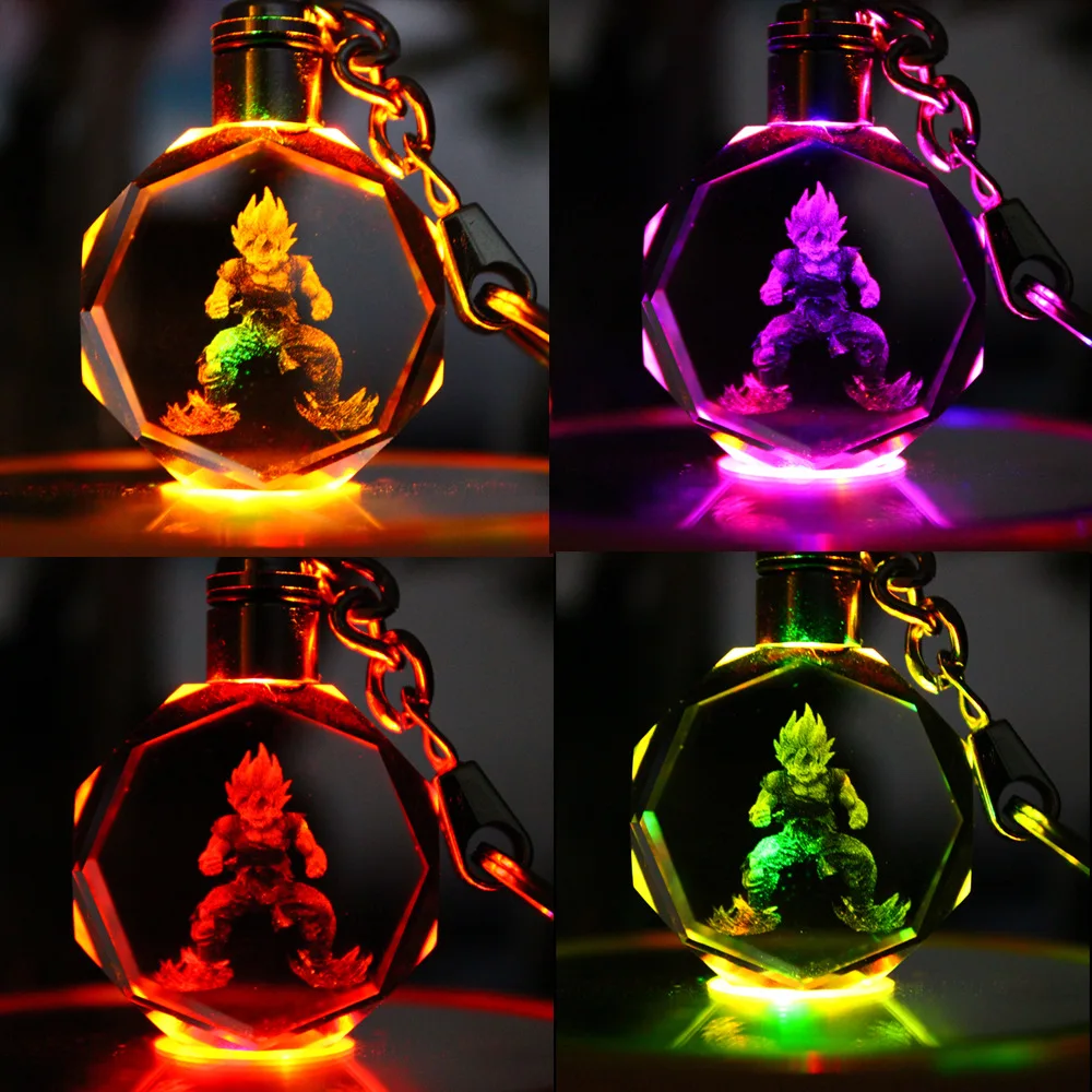 

Zoeber New Dragon Ball Z Crystal Keychain Cartoon anime Crystal Ball 1-7 Stars cosplay ball Led Keyrings car bag key holder