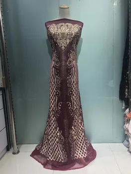 

2019 Nigerian High Quality Wedding Lace African Sequins Lace Fabric Dubai Bridal Tulle French Lace Fabric for 5Yards JL025