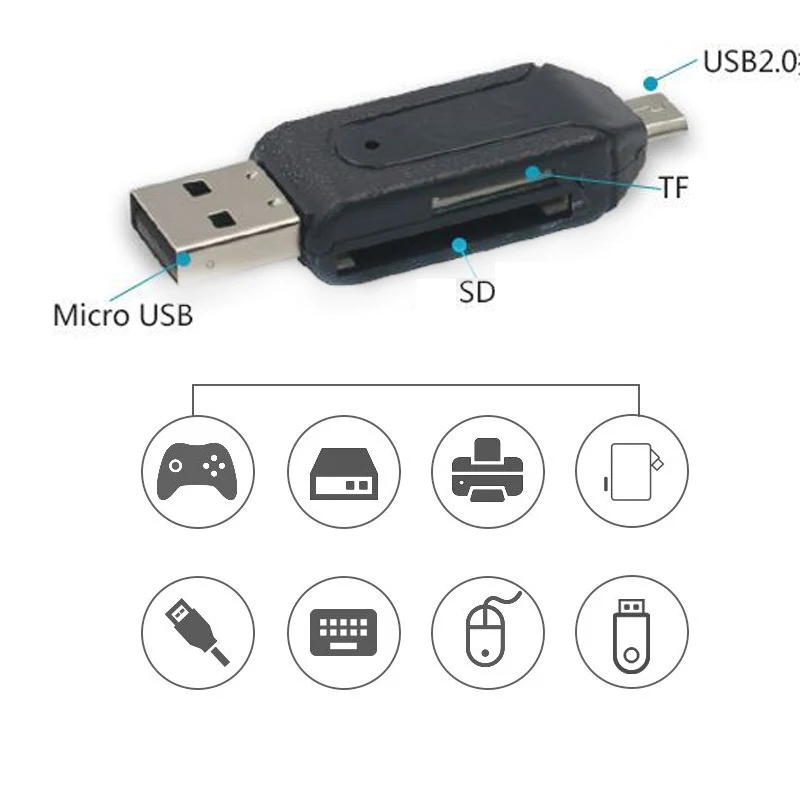 10 шт./лот 2 в 1 USB OTG кардридер Micro USB OTG TF/SD кардридер телефон удлинитель-переходник Micro USB OTG адаптер