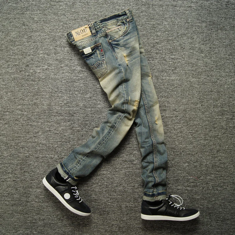 Italian Designer Fashion Men's Jeans High Quality Slim Fit Cotton Ripped Jeans Denim Casual Long Pants Brand Classical Jeans Men Italian Designer Fashion Men's Jeans High Quality Slim Fit Cotton Ripped Jeans Denim Casual Long Pants Brand Classical Jeans Men