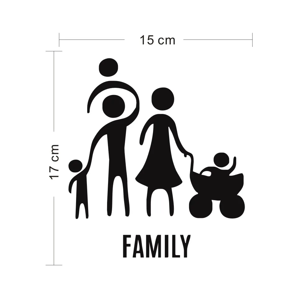 THE HAPPY FAMILY Sticker Car Accessories Vinyl Window Car Decals and Sticker Car-styling Fashion Decal Sticker for Car 1715CM (3)