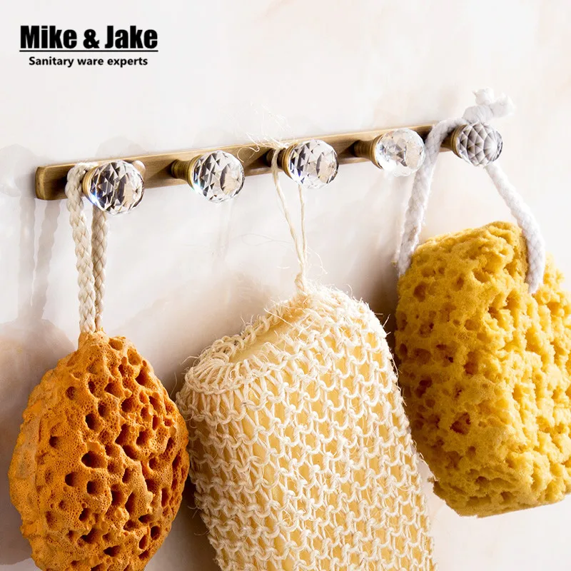 Antique brass Bathroom shelf hook crystal clth hook bathroom shelf robe