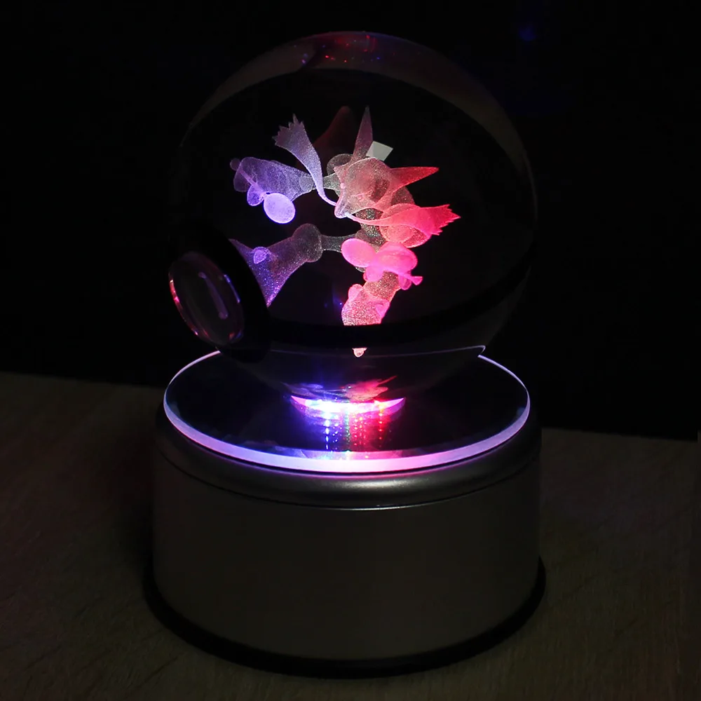 Pokemon Dragonite 3d Crystal Led Light Glass Ball