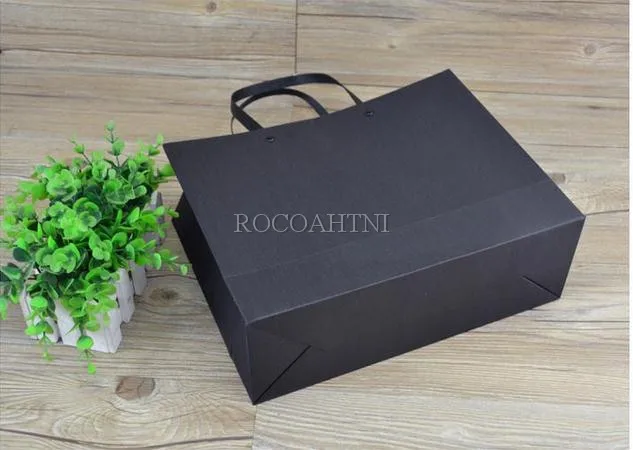 10x толстый 250 грамм Роскошный Матовый черный бумажный пакет для покупок с логотипом на заказ напечатанный для одежды для покупок
