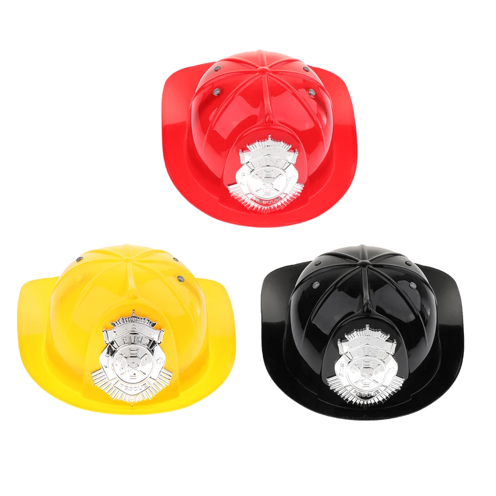 3PCS Children Fireman Chief Helmet Firefighter Hat Fancy Dress Accessories Kids Halloween Party Role Play Toy