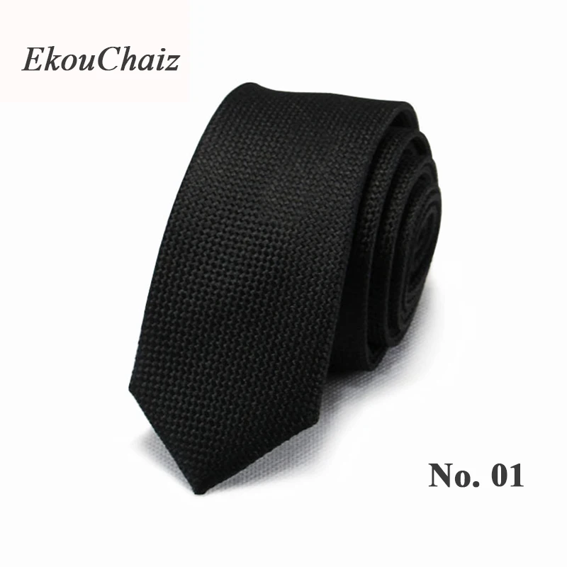 Новые шелковые высокое качество Для мужчин галстуки Бизнес вечерние Тонкий шеи галстуки для Для мужчин тощий сплошной черный серый плед