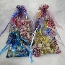 100 шт 20x30 см сумки из органзы подарочные сумки для ювелирных изделий белые/розовые/синие красочные Древо жизни сумки на шнурке для свадебной вечеринки сумки для конфет