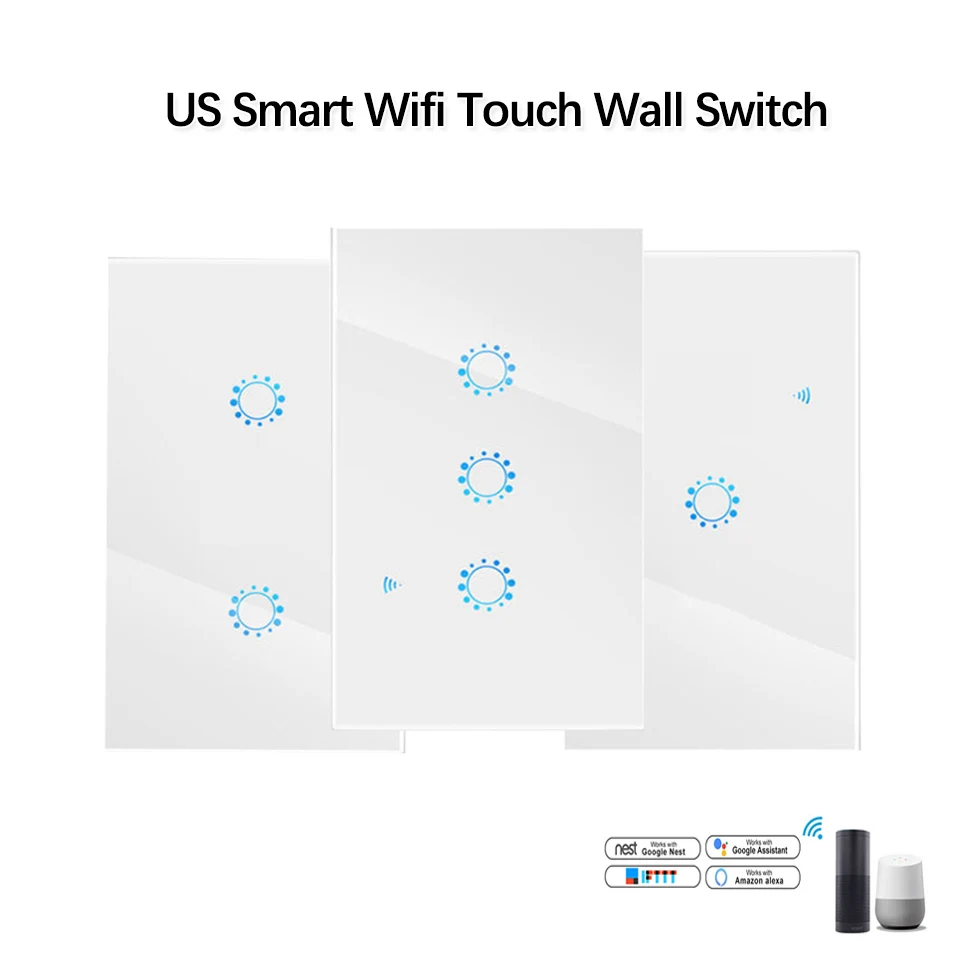 Wi-Fi умный настенный сенсорный переключатель US 1 2 3 банда приложение удаленный светильник переключатель умный дом контроллер Поддержка Alexa/Google Home Ewelink APP