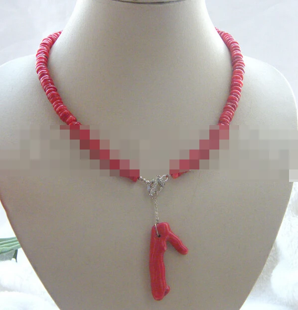 

FREE SHIPPING>@@> 3185 red coral necklace - GP clasp