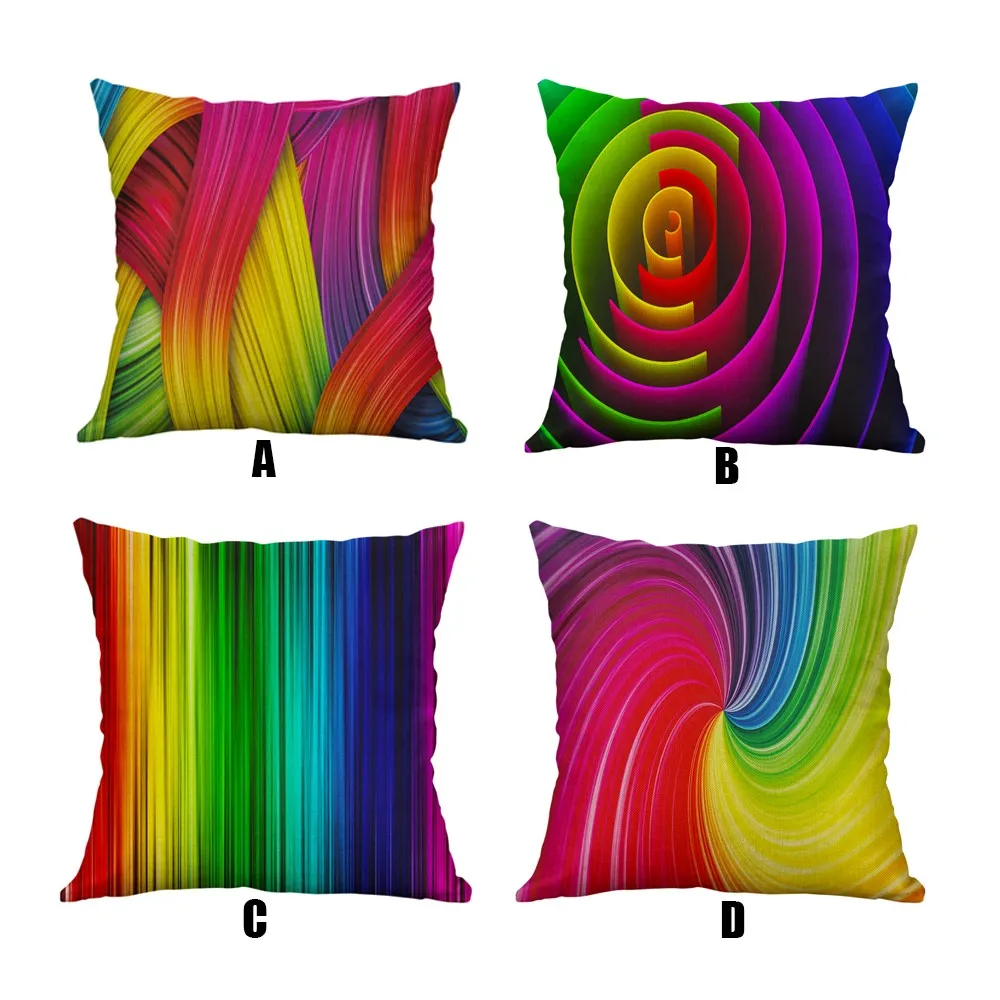 

ISHOWTIENDA 2019 New Dynamic Ripple Vortex Seven Color Creative Pillow Linen PillowcaseHot sale
